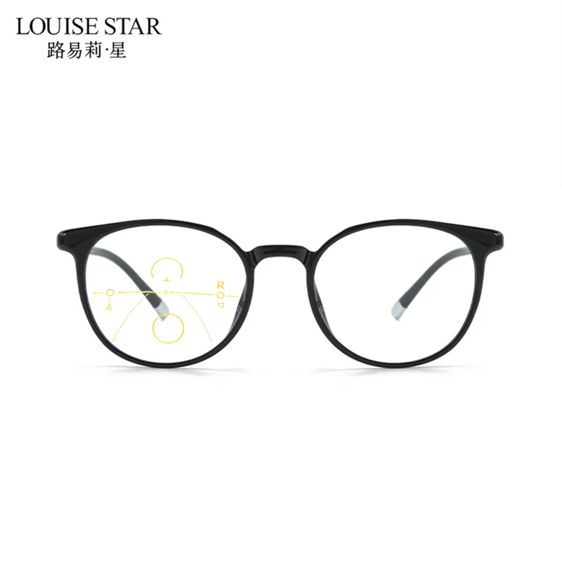 Plastic steel progressive multifocal photochromic women's reading glasses customized astigmatism circular tortoiseshell color