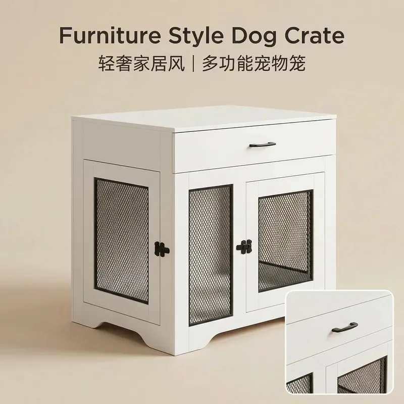 Wooden Cat Kennel Cabinet Indoor Dog Cage Pet Furniture Breathable Iron and Wood Combination House Delivery Room