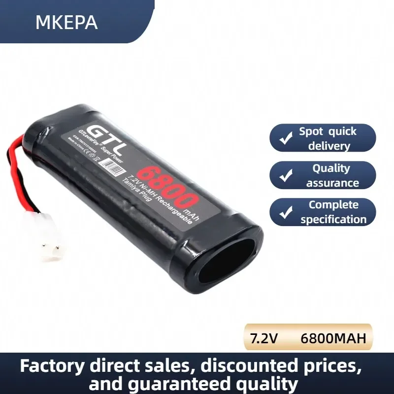 Batería de 7,2 V, 6800mAh, NiMH, RCcar, camión, Bugibot, tanque ni mhBattery, fuente de alimentación gris, con conectores Tamiya