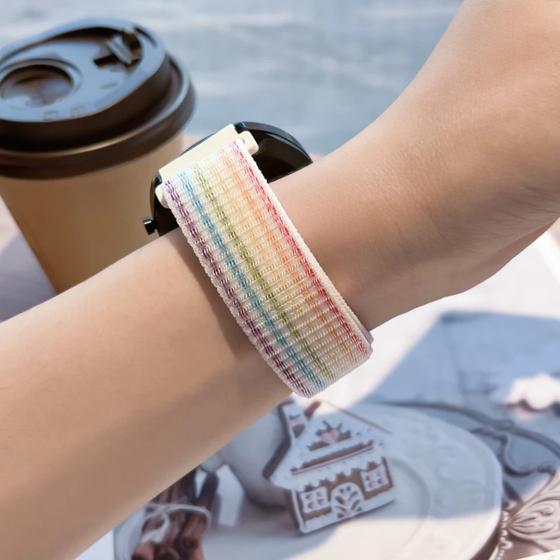 สายไนลอนสำหรับ Samsung Galaxy WATCH 6/5 /pro/ 4/CLASSIC/Active 2 43-47-40-44mm 20มม./22มม. สายรัดข้อมือกีฬา Huawei GT 2 /e/ 3