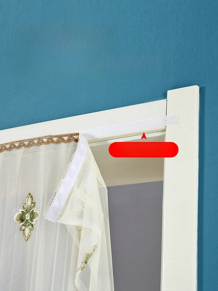 Spring Summer Door Curtain Windproof Mosquito Proof No Punching Household Adhesive Partition Curtain Bedroom Magic Tape Singl...
