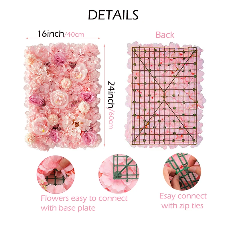 Seide Rose Hintergrund Blumen Wand Hochzeit Dekoration individuelle künstliche Blume Wand Panel für Home Decor Kulissen Baby Dusche