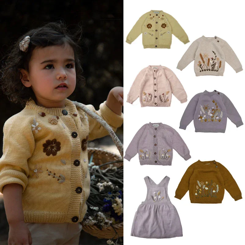 

New Autumn Toddler Cardigan Embroidery Cotton Soft Baby Boys Knit Tops Kids Sweater Shirley Bredal Brand Girls Winter Clothes