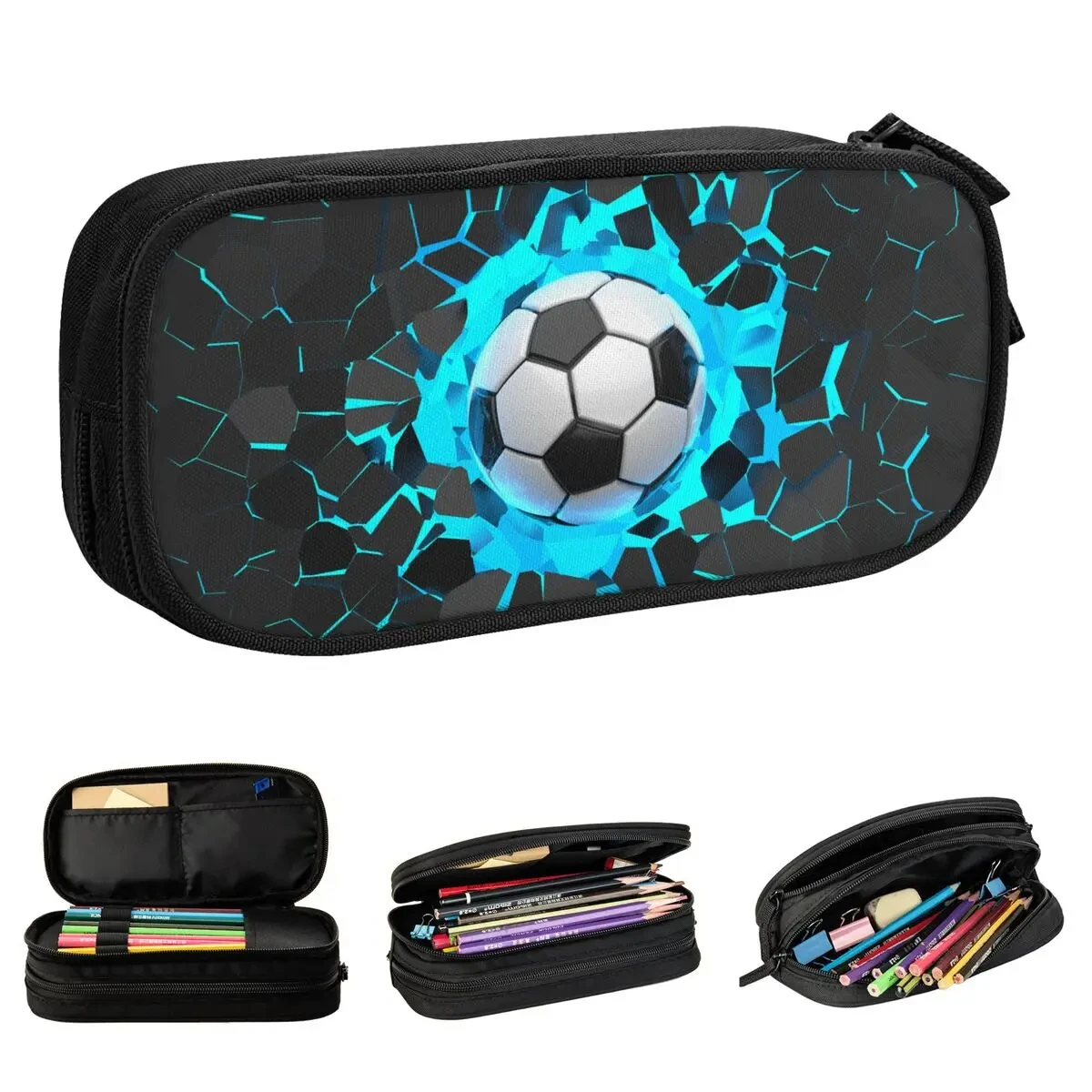 Soccer Football Balls Pencil Case Sports Pen Box Bags Student Large Storage School Supplies Gifts Pencil Box