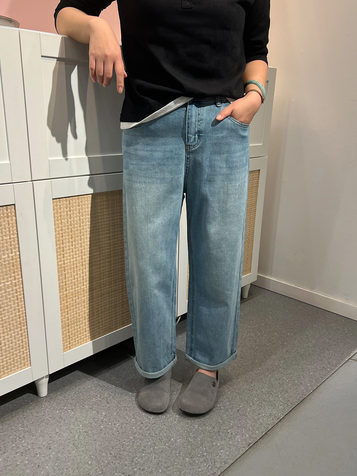 

Loose Straight Leg Jeans High Waist Cotton Stretch Denim Casual Boyfriend Pants plus Size Women's Clothing up to 200 Pou