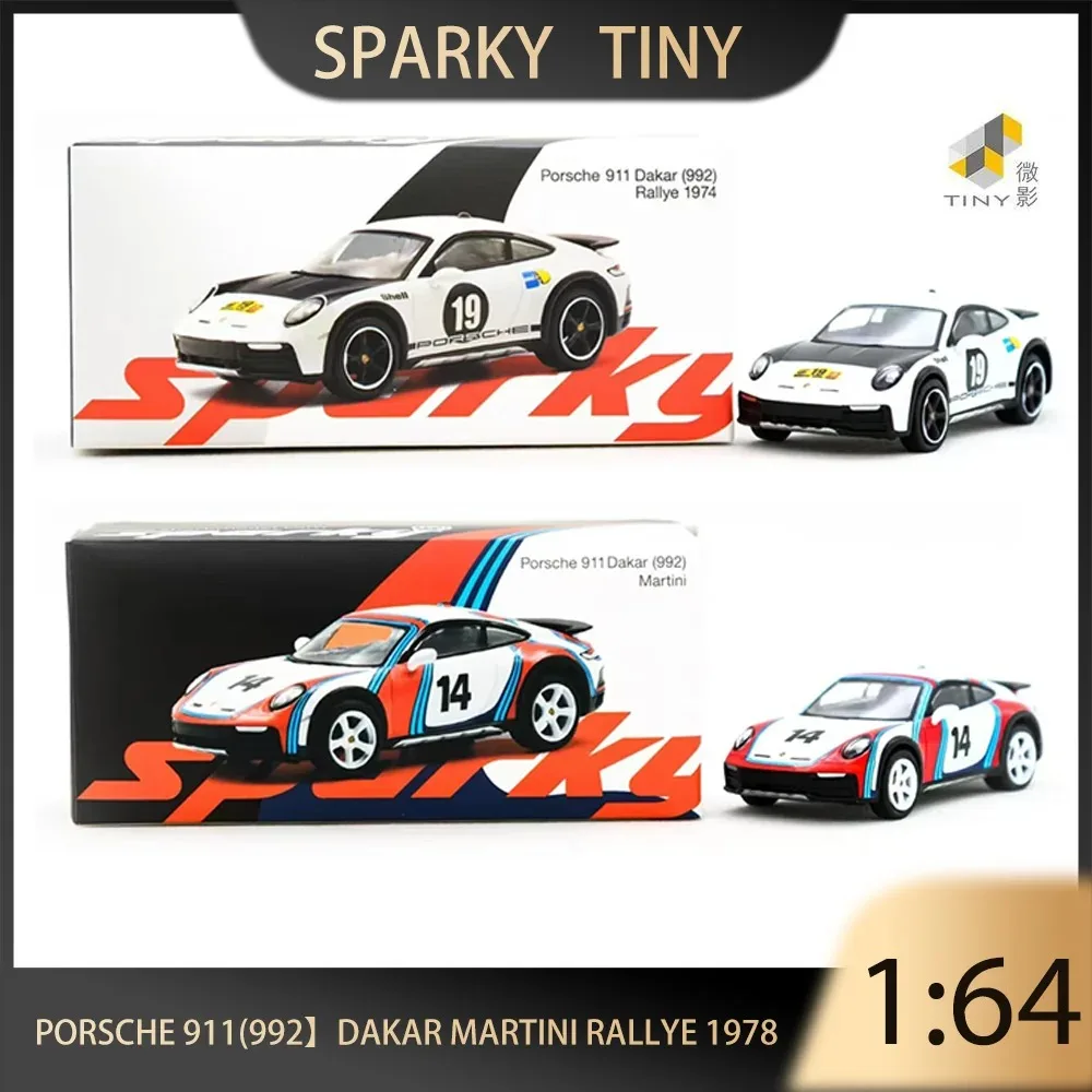 

Tiny Sparky 1:64 Porsche 911 992 Dakar Martini Rallye 1971 Simulation Alloy Premium Diecast Vehicle Model Collectible Display