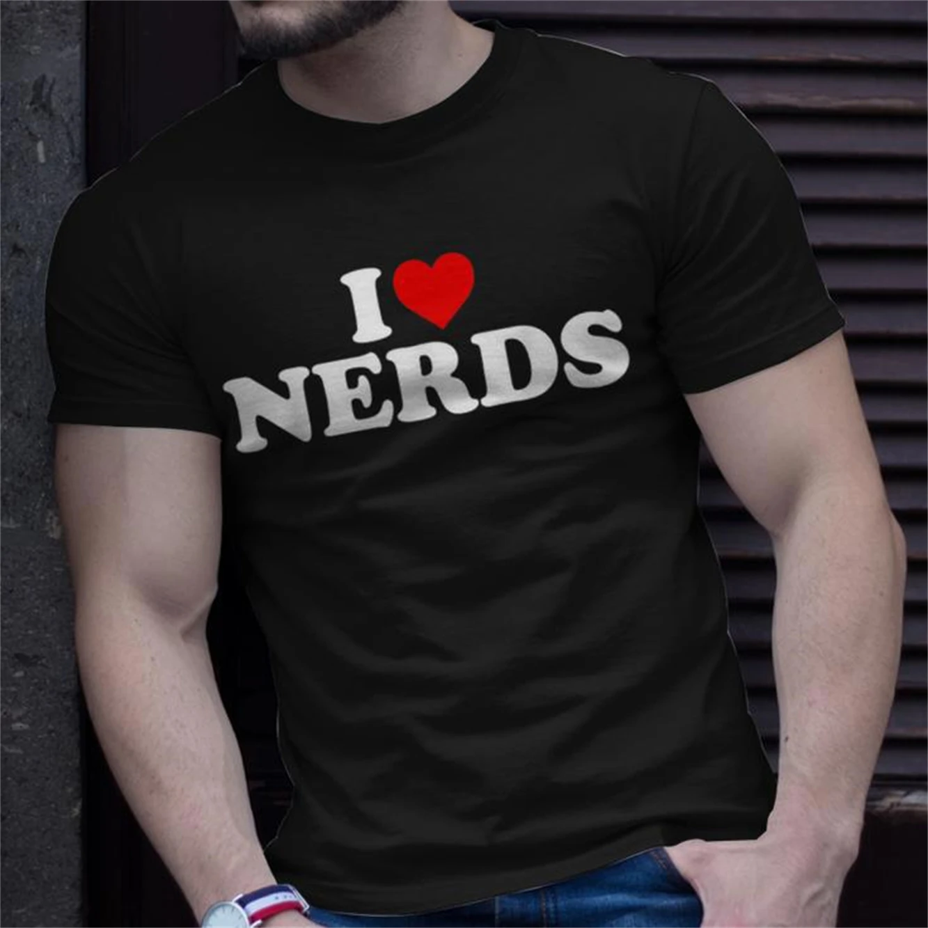 I Love Nerds Unisex T-Shirt Summer Cotton Tee Tops Men's BlackCasual Cool Graphic Tshirt