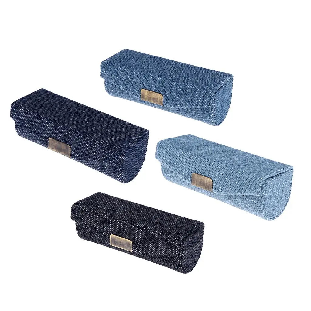 Denim Makeup Holder Lipstick Case Lip Balm Storage Box with Mirror for Purse and Handbag