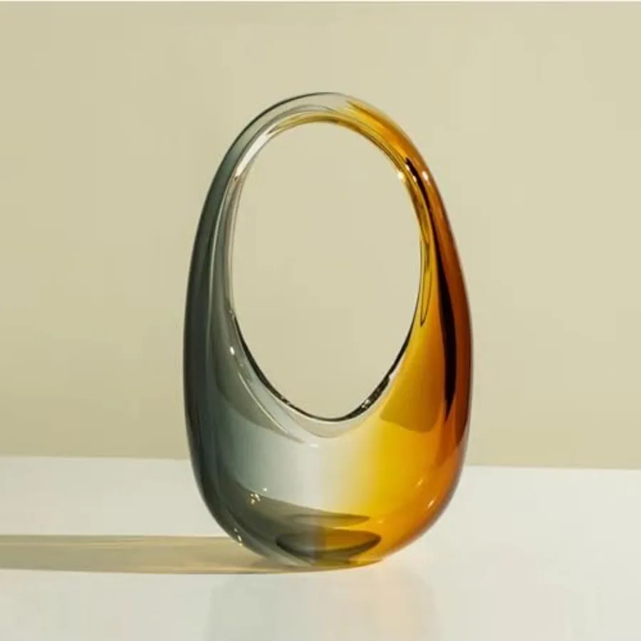 Modern decorative crystal vase for home and office decor minimalist light luxury style caramel color ideal for pampas grass dri