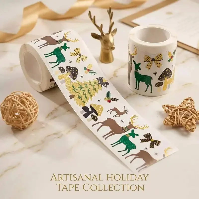 32.8 Ft Christmas Border Stickers Roll Reindeer Cartoon Christmas Border for Classroom Chalkboard Bulletin Board Xmas Decor