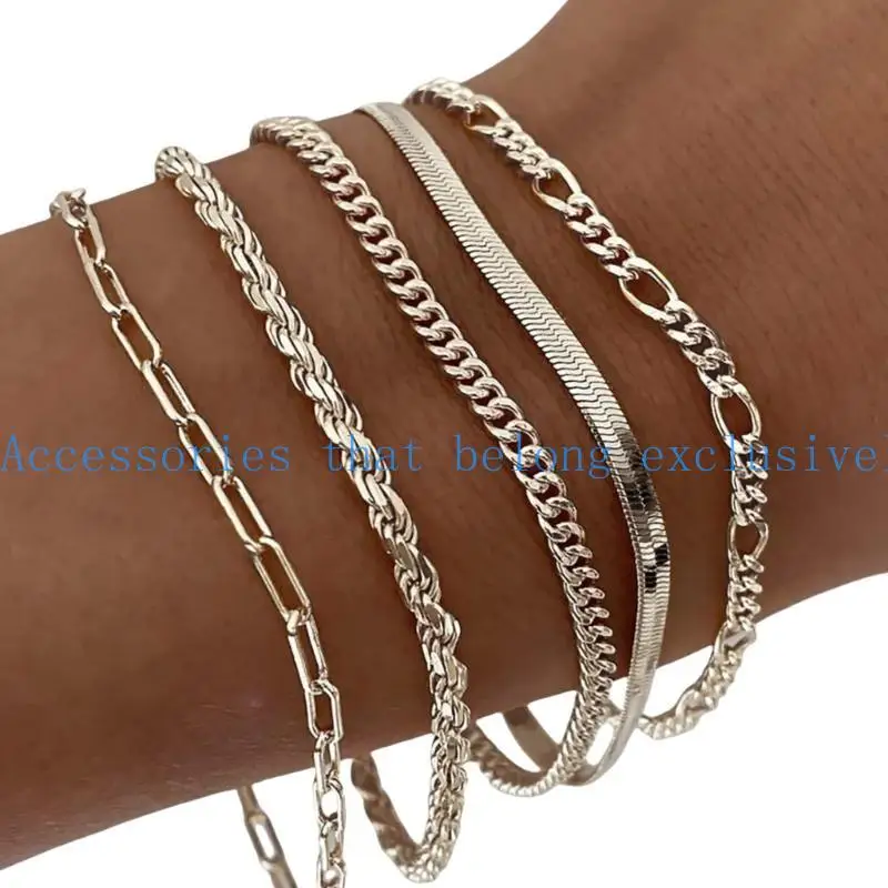 

31BB 5pcs Alloy Bracelet And Anklet Jewelry Collection For Fashion Forward Women