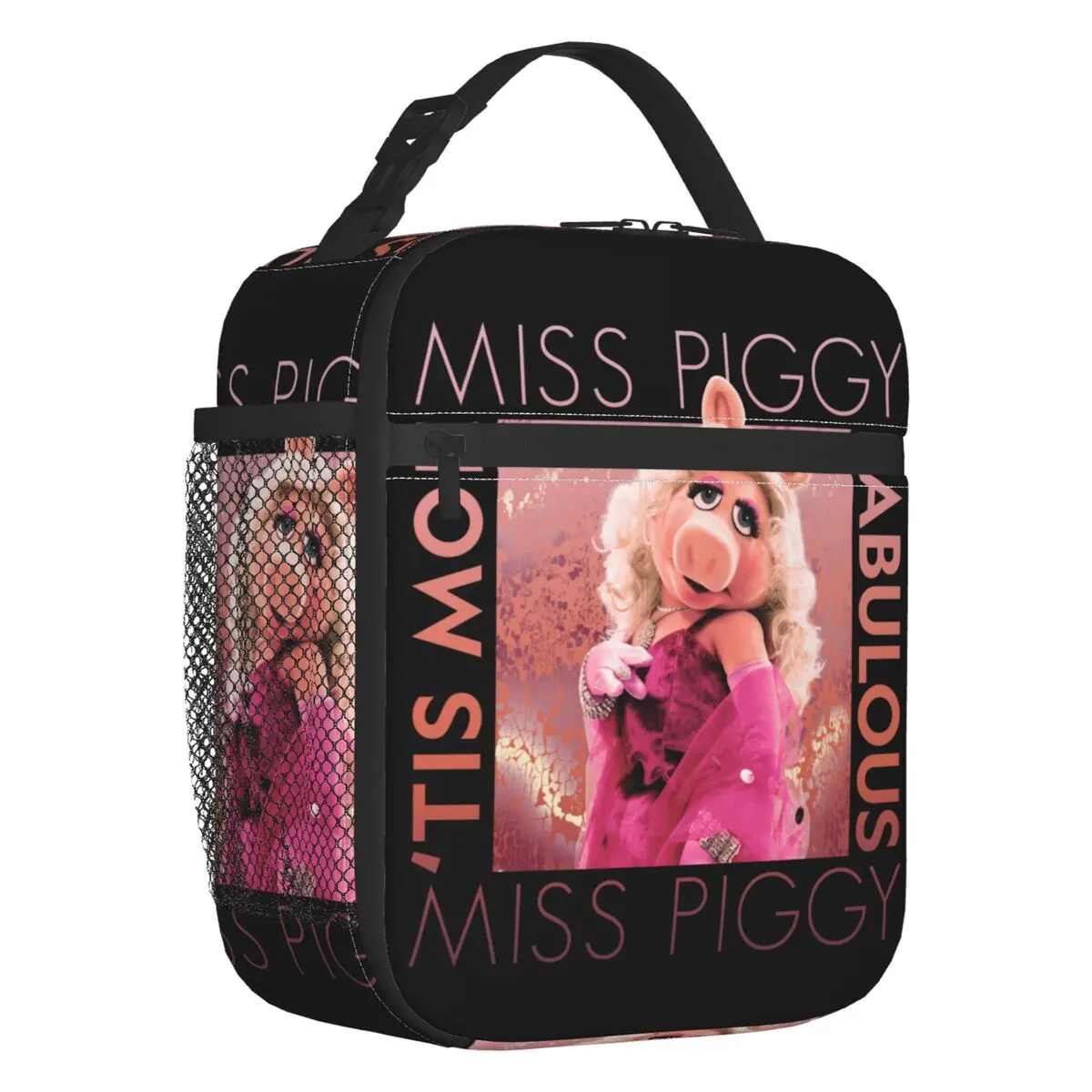 Custom Muppets Miss Piggy Fabulous Insulated Lunch Bag for Women Anime Cartoon Cooler Thermal Lunch Tote Beach Camping Travel