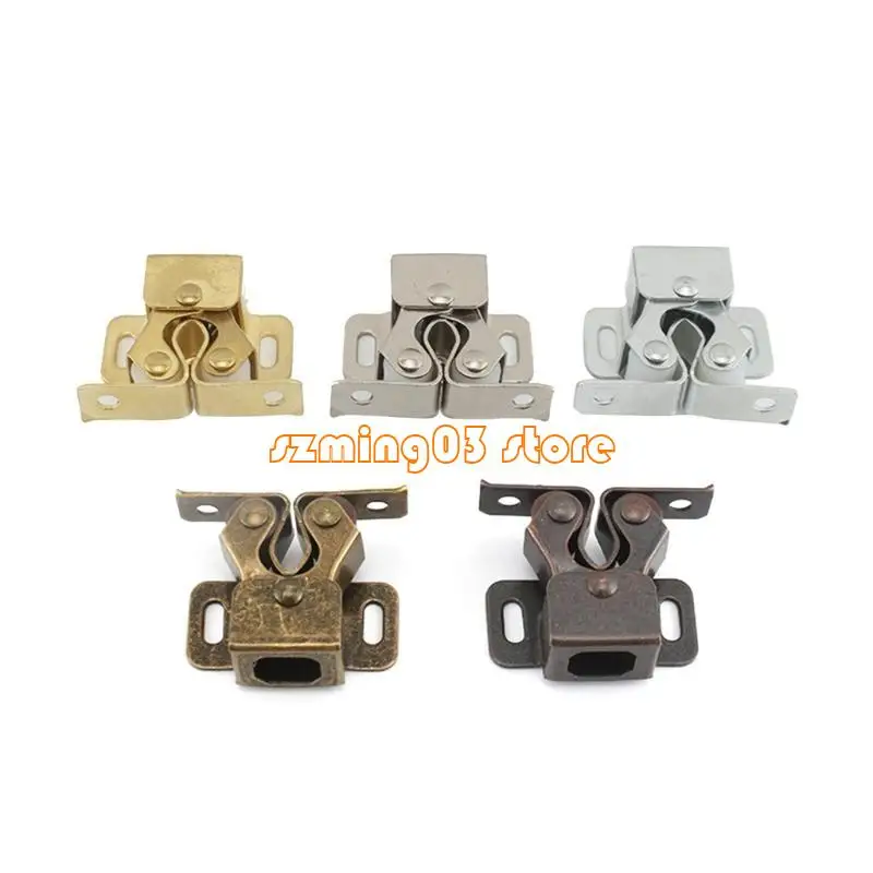 H9EC 10PCS ลูกกลิ้งลูกบอลคู่จับตู้ยึดประตูตู้ล็อคเครื่องมือฮาร์ดแวร์ (ไม่มีสกรู) สำหรับตู้โฮมบอร์ด