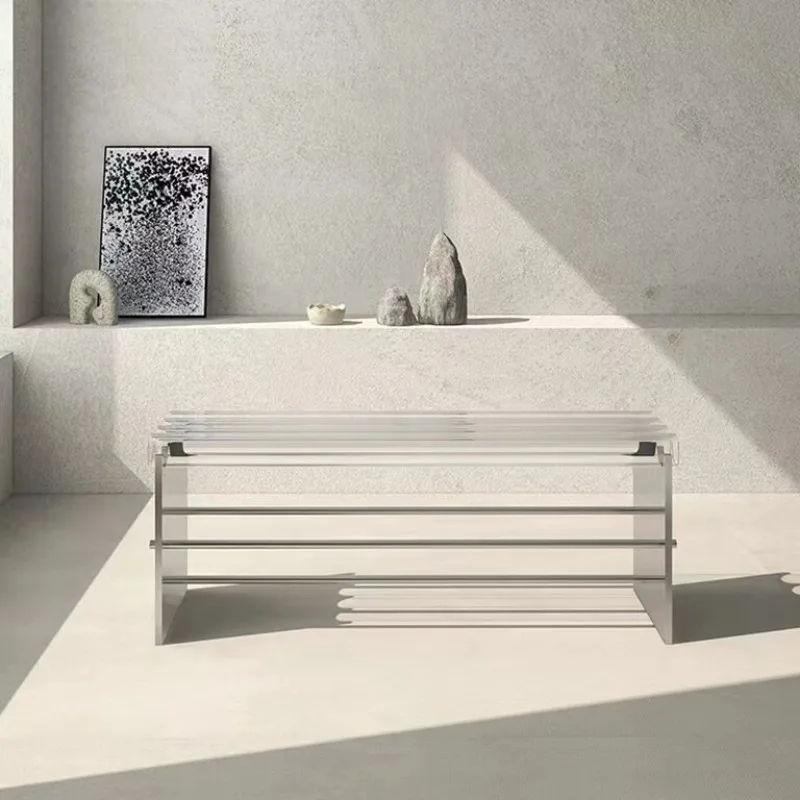 Clothing store glass booth Acrylic island flow table stainless steel display rack