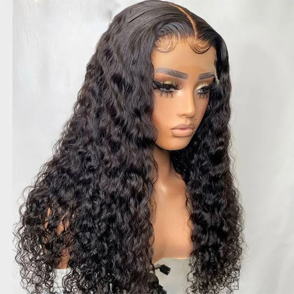 Soft 180Density 26Inch Natural Black Long Kinky Curly Lace Front Wig For Women BabyHair Heat Resistant Glueless Preplucked Daily