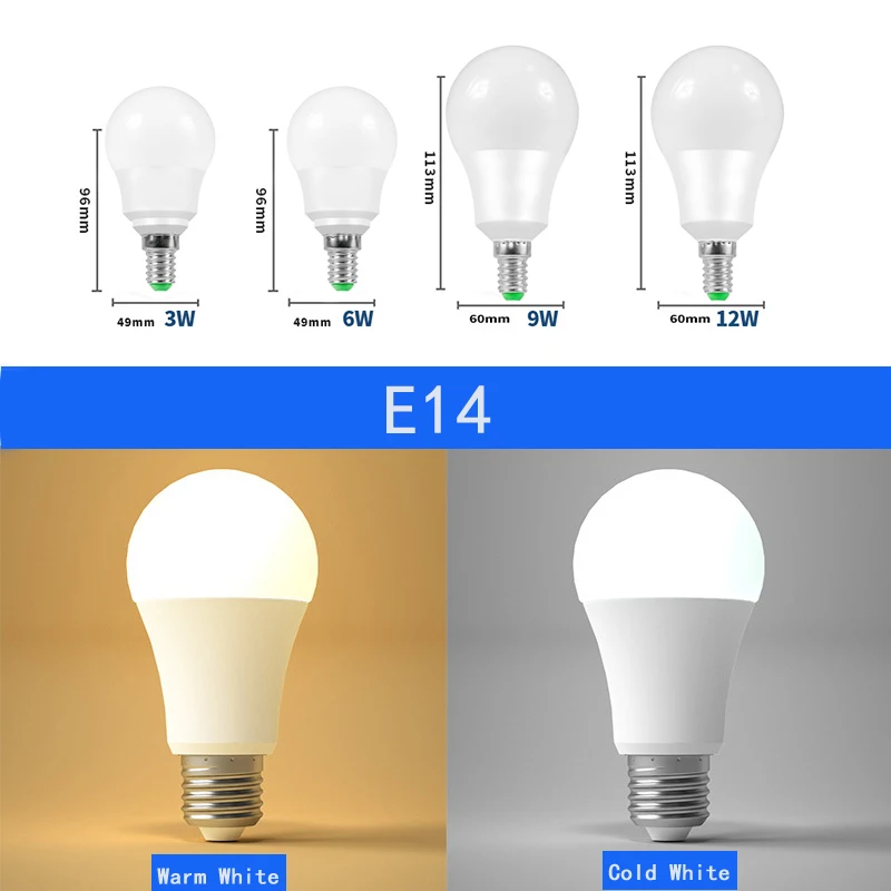 Lâmpadas de mesa LED para sala de estar, iluminação, lâmpada, E27, E14, E12, 110V, GU10, 120V, 3W, 6W, 9W, 12W, 15W, 18W, 20W, 10 PCes