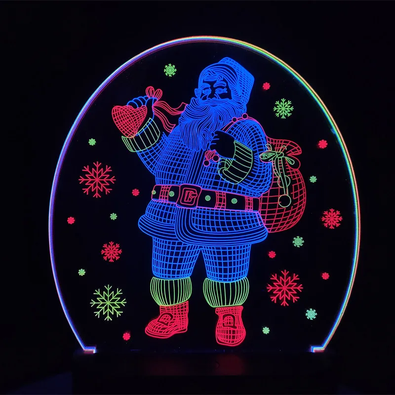 Lámpara 3D de decoración navideña para niños, lámpara acrílica de Papá Noel, muñeco de nieve, luces LED nocturnas de Año Nuevo, regalo de Navidad, 2022, 2023