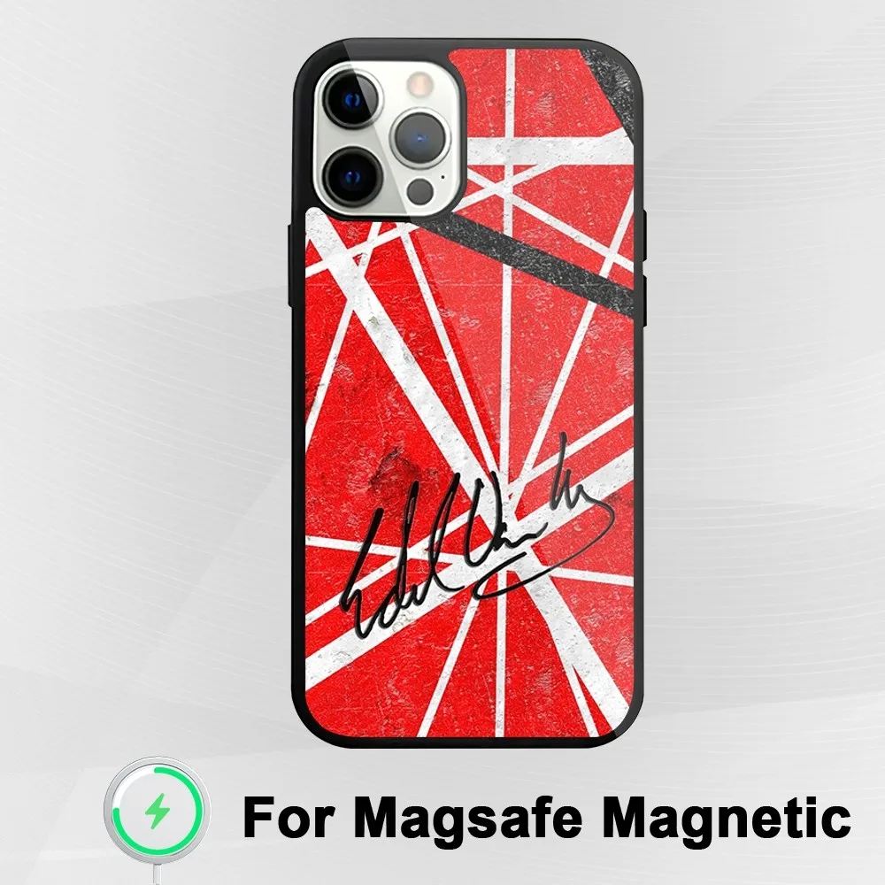 Guitar Eddie V-Van H-Halen Band Phone Case For iphone Pro 11 Max 13 Plus 12 14 Mini 15 Magsafe Magnetic Wireless Charging Shell