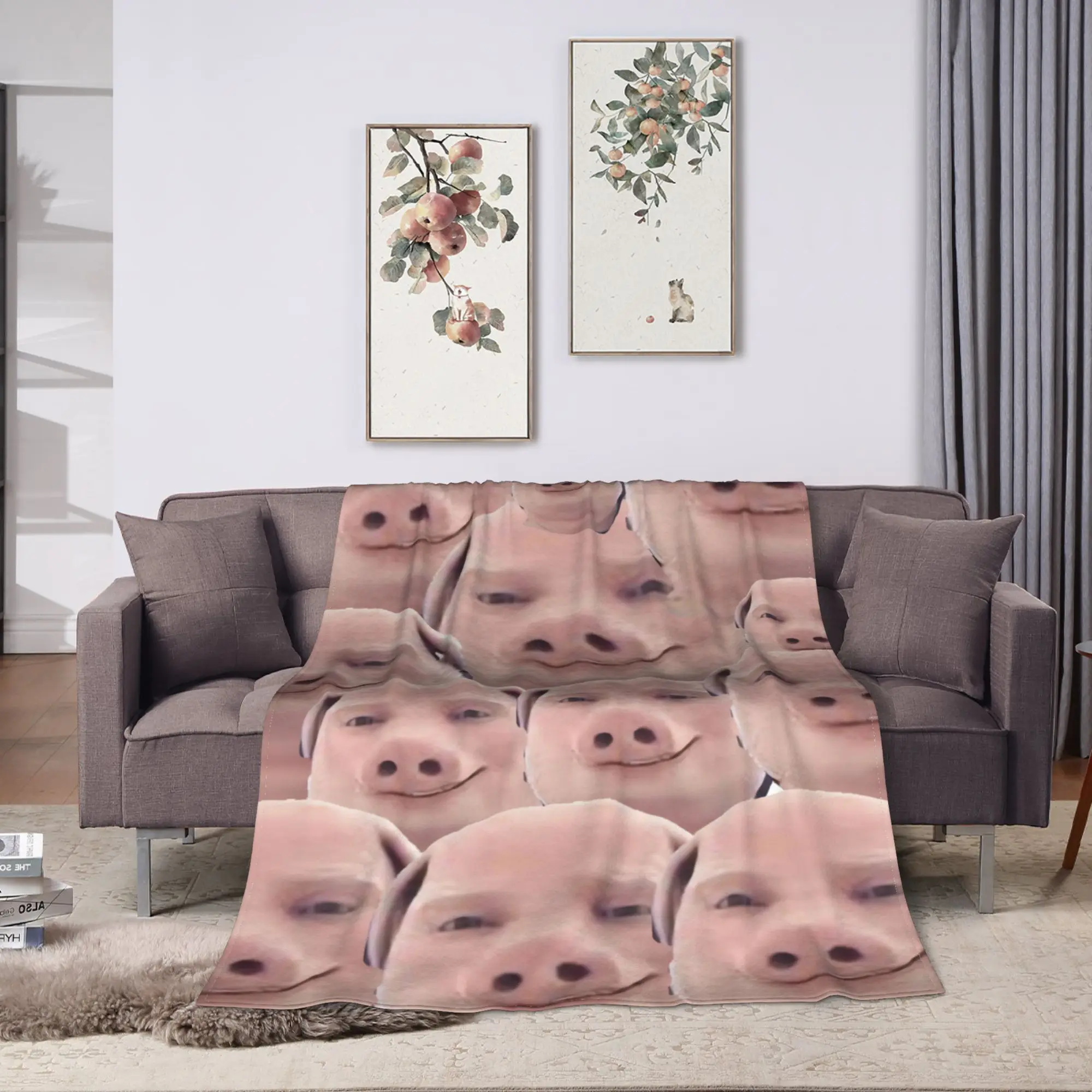 Cute John Pig Blankets VIKAMA John Pork Airplane Travel Flannel Bedding Throws For Home Decor Warm Soft Customized Bedspread