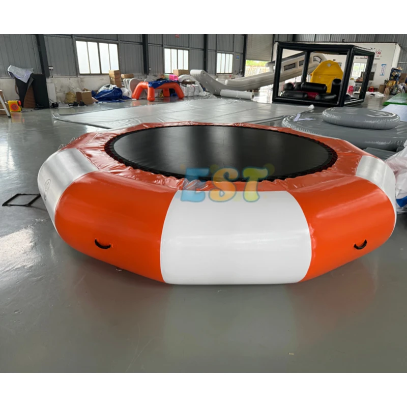 Inflatable Floating Trampoline Water Round Bouncer With 3-Step Ladder Use for Pool Lake Water Sports Park Equipment