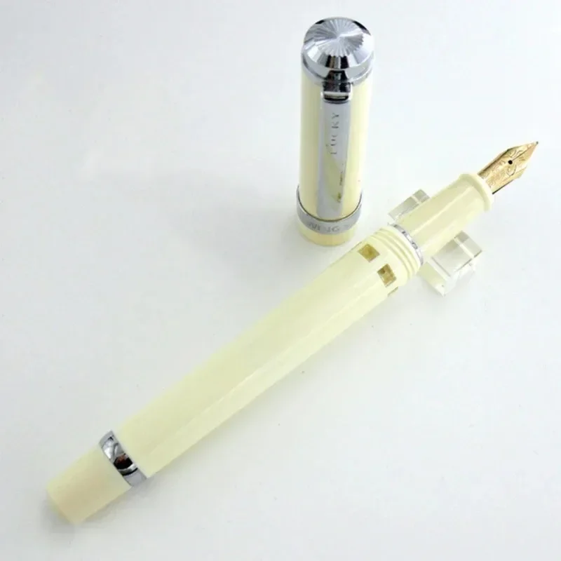 

Новая перьевая ручка YONGSHENG 698 с 14-каратным золотом, полупрозрачная черная, с вакуумной заправкой, тонкое перо, для офиса, школы, канцелярских принадлежностей, подарок