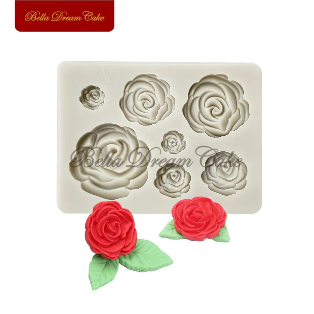 3D Mini Rose Leaf Flower Design Silicone Mold Fondant Chocolate Mould Cake Decorating Tools DIY Clay Model Baking Accessories