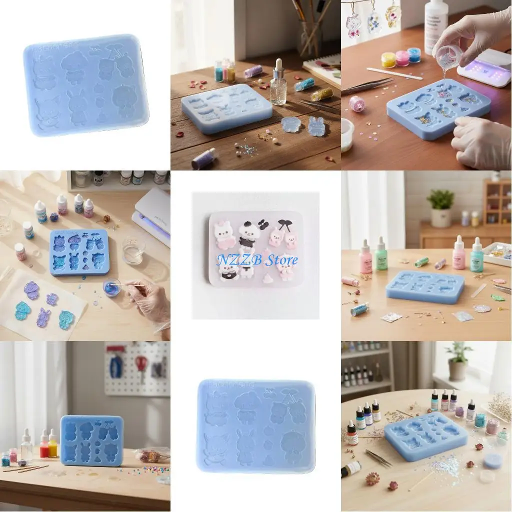 

T21F Heat Resistant Silicone Rabbits Mould Flexible Reusable Designs For Jewelry Soap Crafting Projects