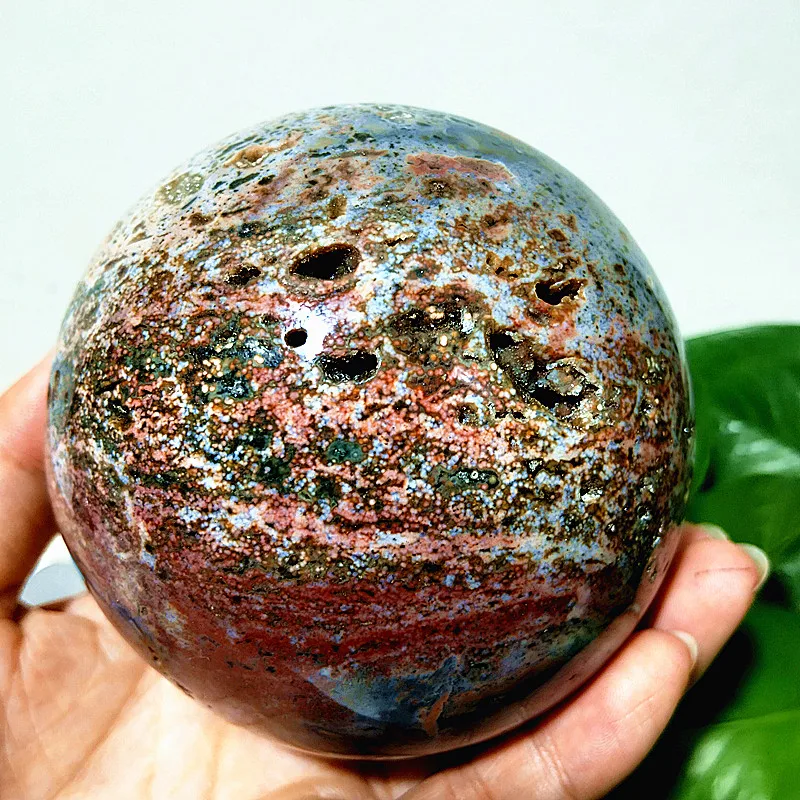 

Natural Stone Pretty Ocean Jasper sphere Exorcism Meditation Spirit Feng Shui Crystal Ball Home Room Decoration Reiki Healing