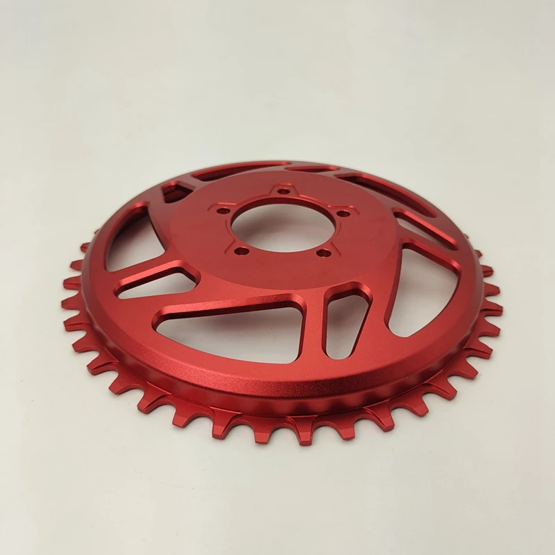 Chainring Sprocket 42T for Mid Drive Motor Electric Bike Replacement Chainwheel Protector,Red-A55K