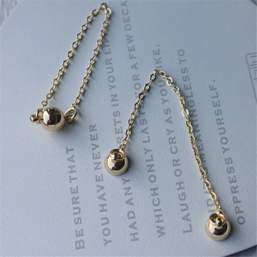 14K Gold Bag Anti Drop Magnetic Buckle, Round Handmade Pearl Necklace, Safety Buckle, Bracelet Connection, DIY