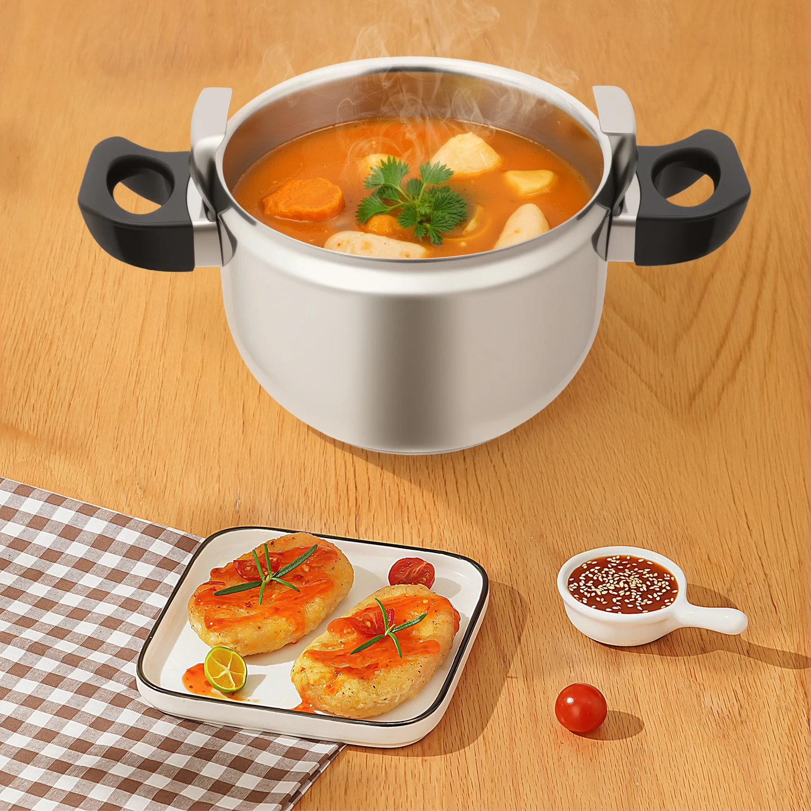 

Коммерческая скороварка объемом 7 л, сверхмощная кастрюля из нержавеющей стали 201, кастрюля под давлением для быстрого приготовления пищи ресторана