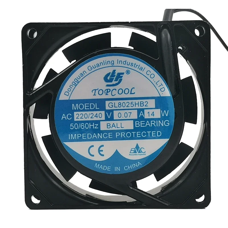 

cooling fan ac220/240v GL8025HB2 14W 0.07a 8cm 8025 80*80*25mm