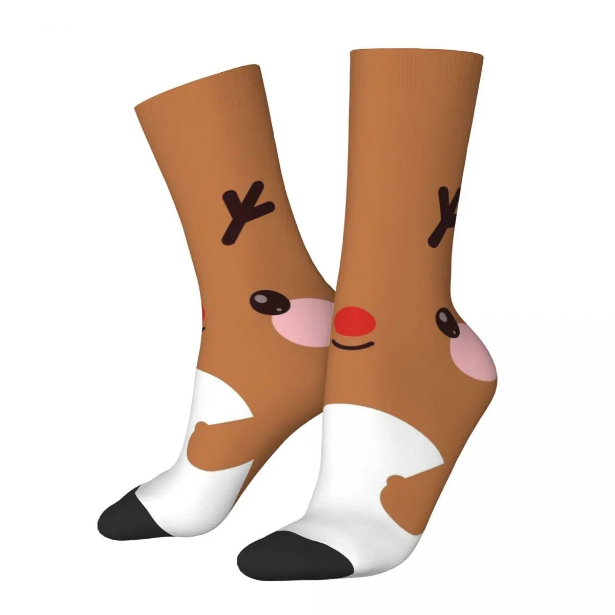 

Funny Happy Men's Socks Deer Face Vintage Harajuku Street Style Novelty Casual Crew Crazy Sock Gift Printed