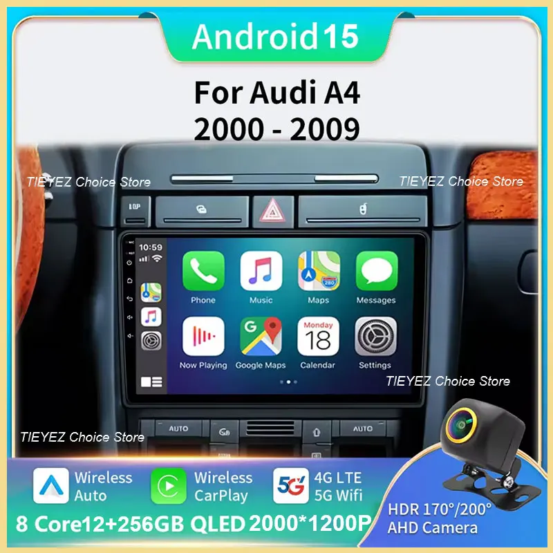 Rádio do carro de android 15 para audi a4 b6 s4 rs4 b7 assento exeo 2002 - 2009 auto multimidia player dsp navegação gps carplay não 2din