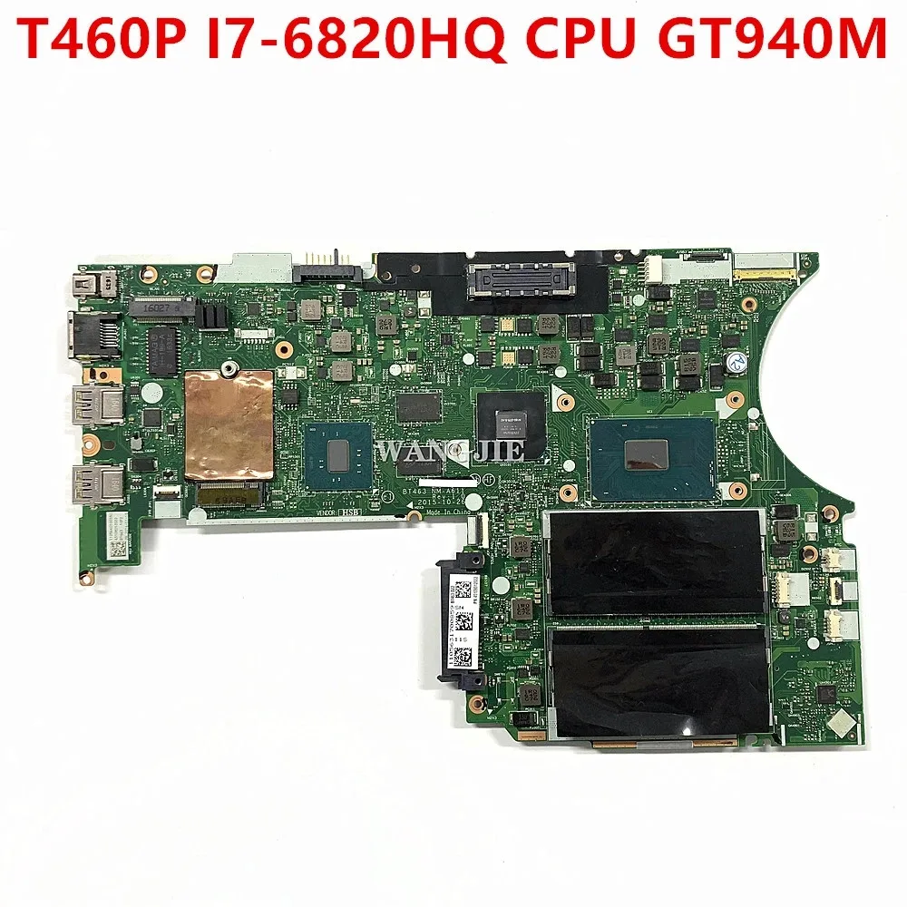01AV878 01AV854 For Lenovo For Thinkpad T460P Laptop Motherboard I7-6820HQ CPU GT940M 2G GPU 01AV866 BT463 NM-A611 100% Working