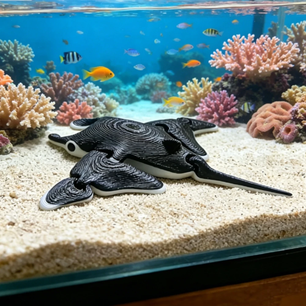 Figura Articulada de Manta Ray, Impresa en 3D, con Articulaciones Flexibles, Pez Diablo, Decoración para Acuario, Coleccionable, Accesorio para Acuario, Regalo