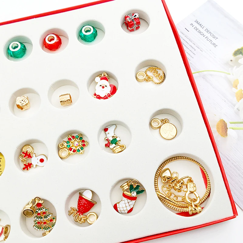 24 قطعة عيد الميلاد تحت عنوان قلادة قلادة العد التنازلي تقويم القدوم Bli-nd صندوق سوار ذاتي الصنع مفاجأة هدية صندوق لصياغة عطلة #5