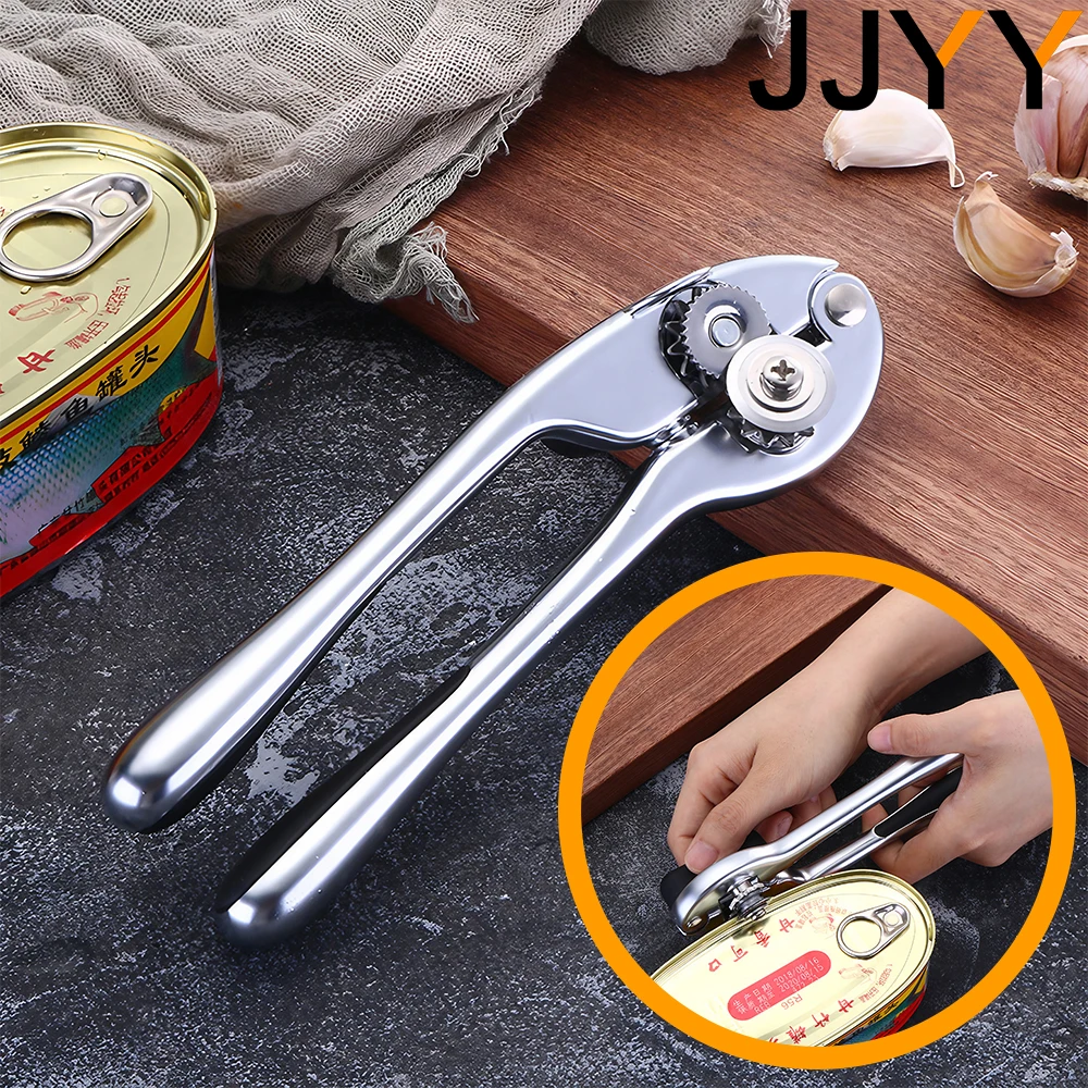 

JJYY Manual Stainless Steel Can Opener Craft Handle Bottle Opener Kitchen Tools Multifunction Zinc Alloy Beer Can Opener