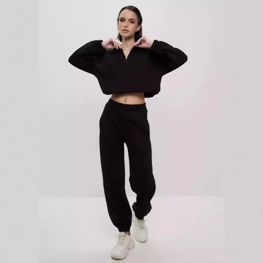 

Women's Hooded Sweatirt Ankle Binding Pants Sports Suit Long Sve Leisure Sports Set Autumn Season Casual Outerwear