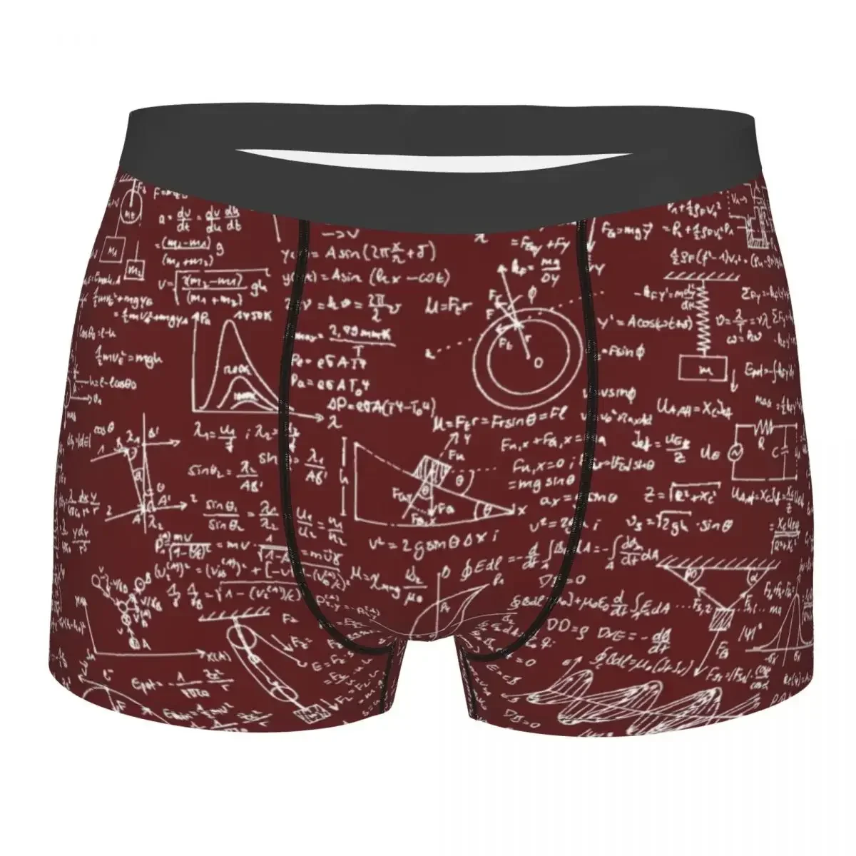 Custom Physics Equations Burgundy Boxers Shorts Men Math Science Teacher Geometric Gift Briefs Underwear Funny Underpants