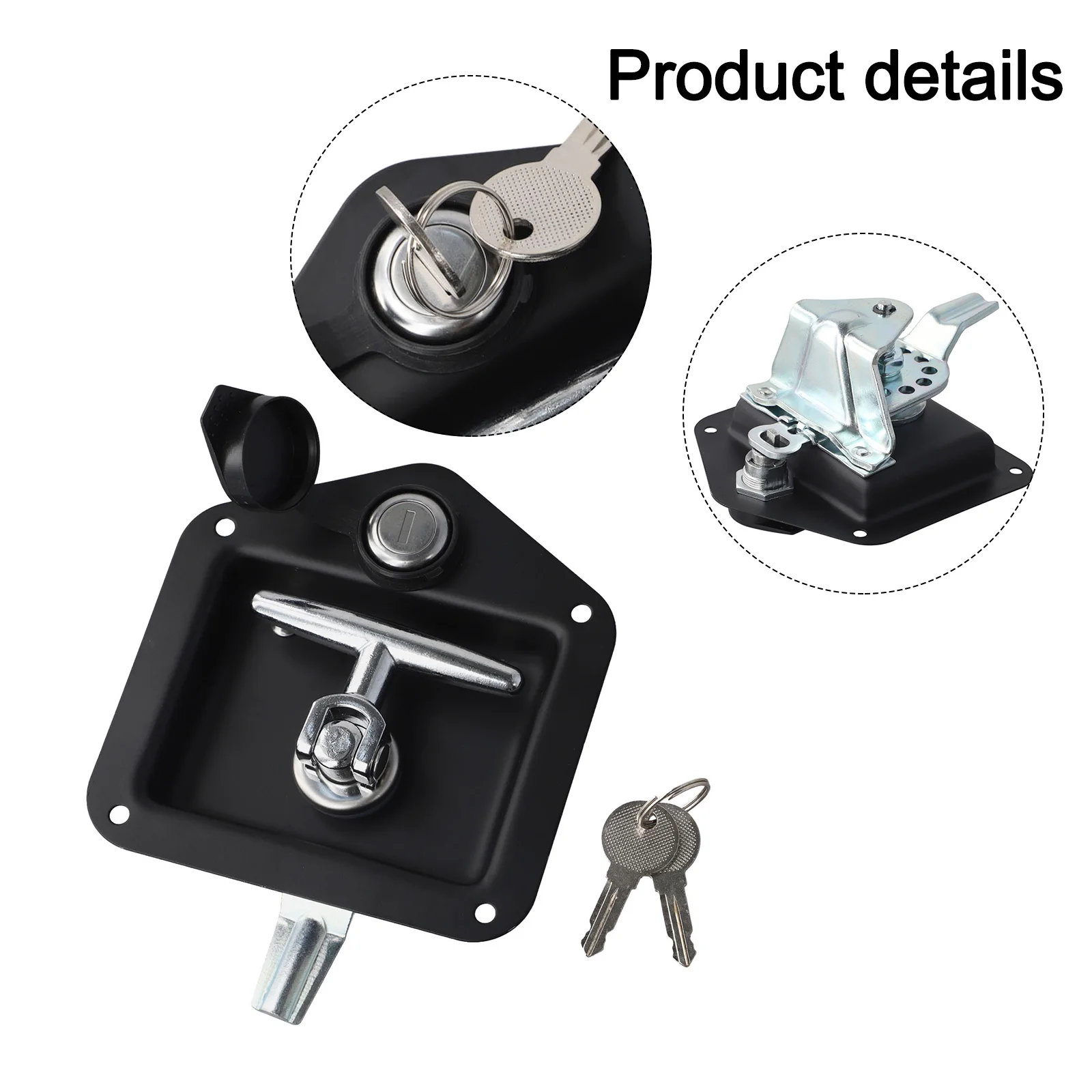 

Дверная защелка с Т-образной ручкой из долговечной нержавеющей стали, идеально подходит для прицепов, ящиков для инструментов и промышленного использования, в комплекте 2 ключа.