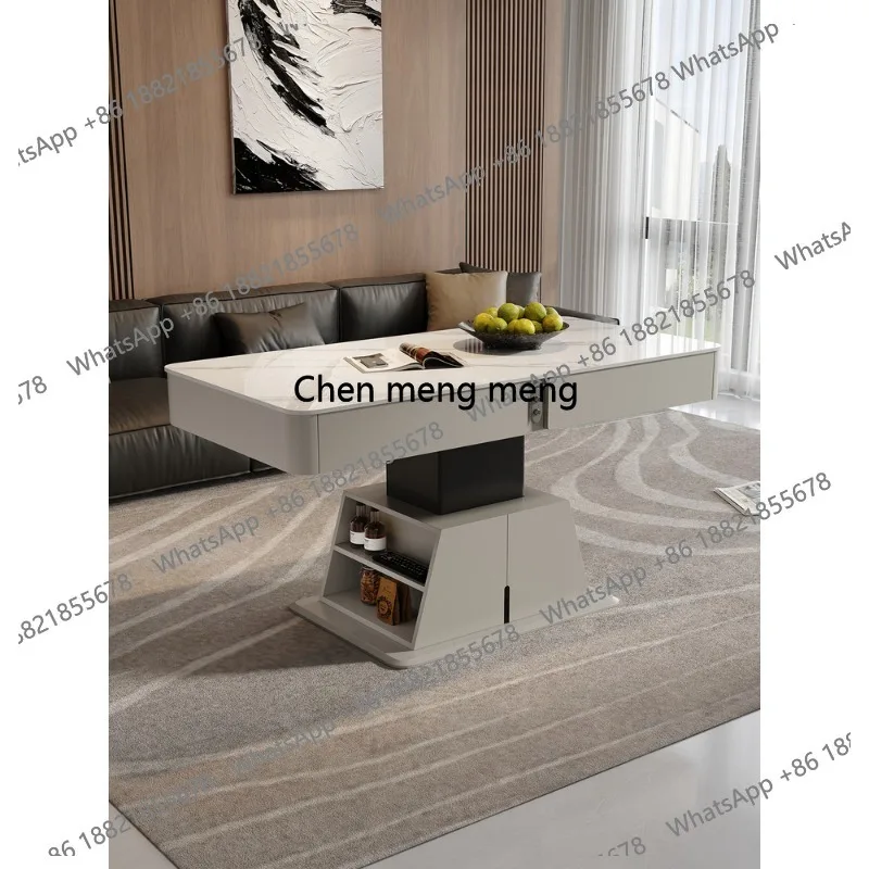 

Регулируемый журнальный столик из цельного дерева из каменной плиты, обеденный стол, светильник, роскошный, элитный, на ощупь