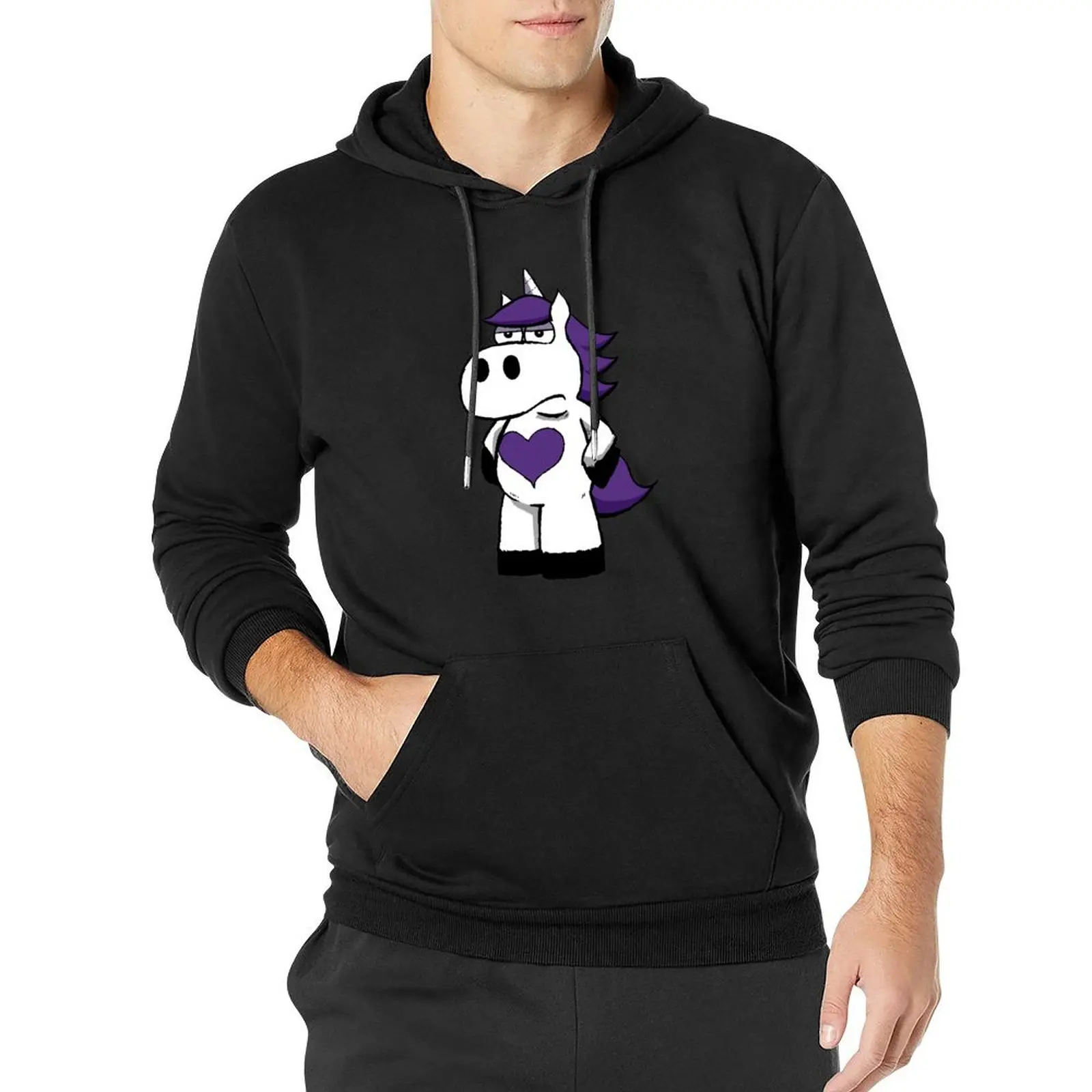 Slasher the Cranky Unicorn Pullover Hoodie men clothing autumn clothes aesthetic clothing mens clothes graphic hoodies