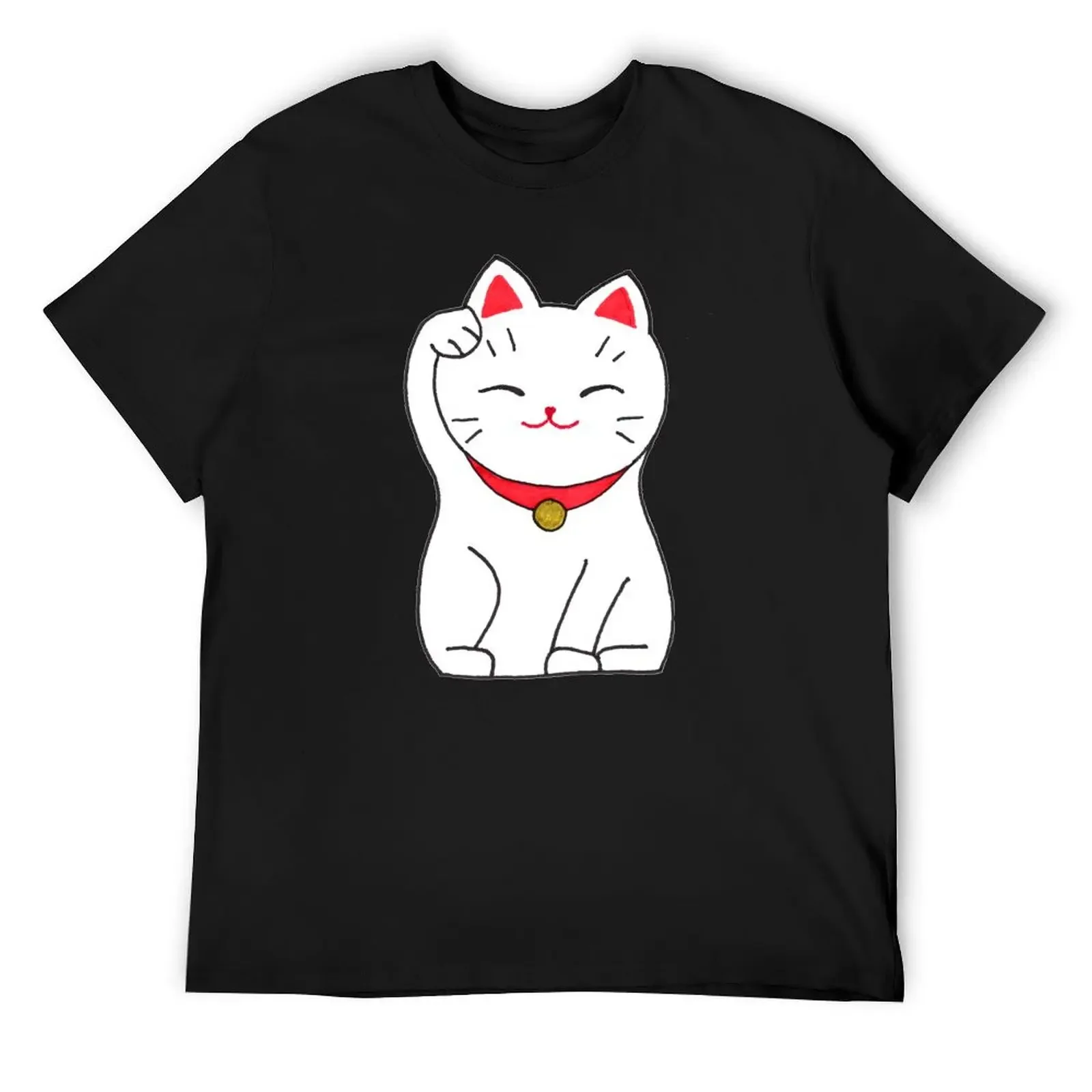

Hand drawn watercolor cute cats - Japanese Maneki Neko T-Shirt blue archive blacks summer clothes clothes for men
