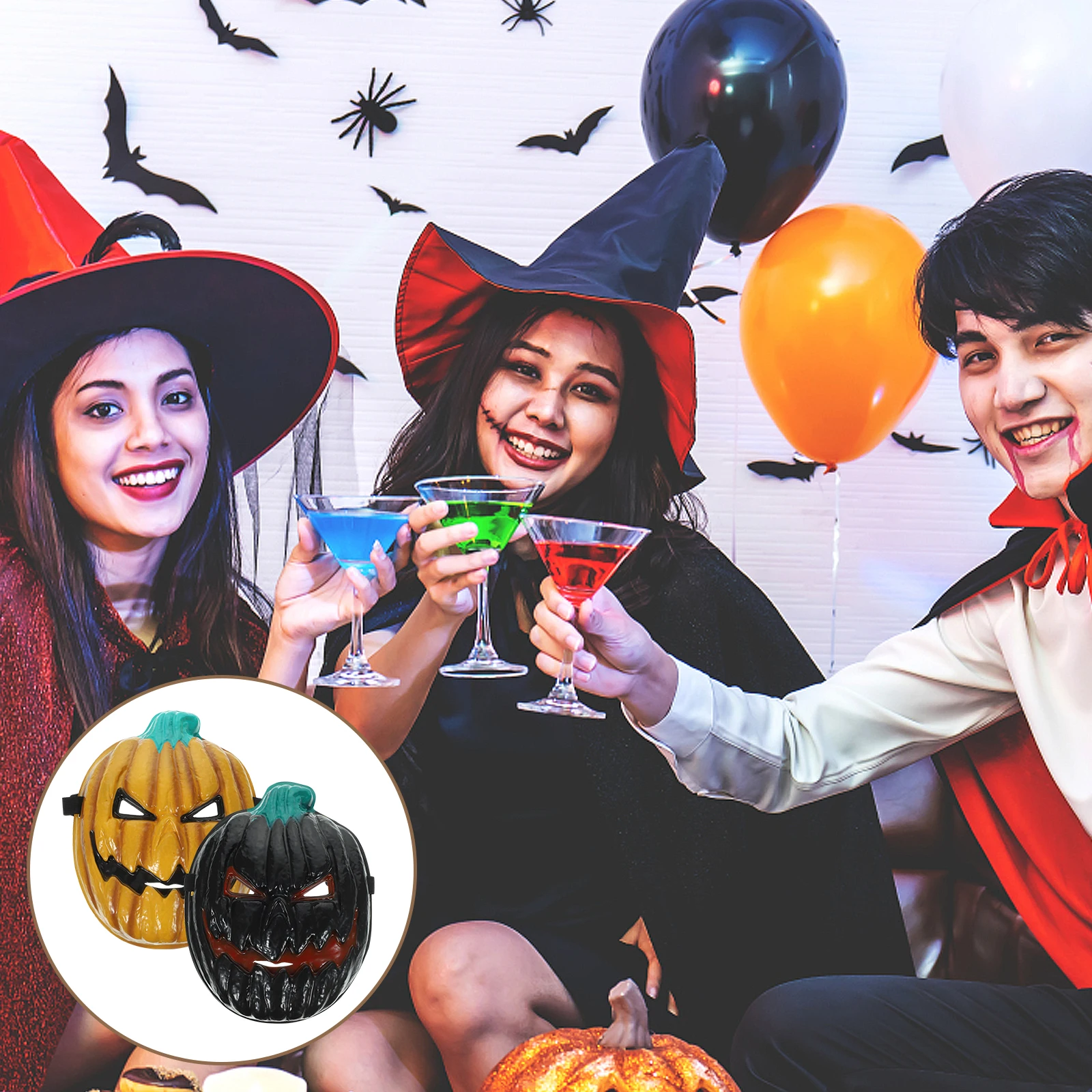

2PCS Halloween Pumpkin Masks Vivid Cartoon Environmental Party Cosplay Ball Stage Performance Lightweight