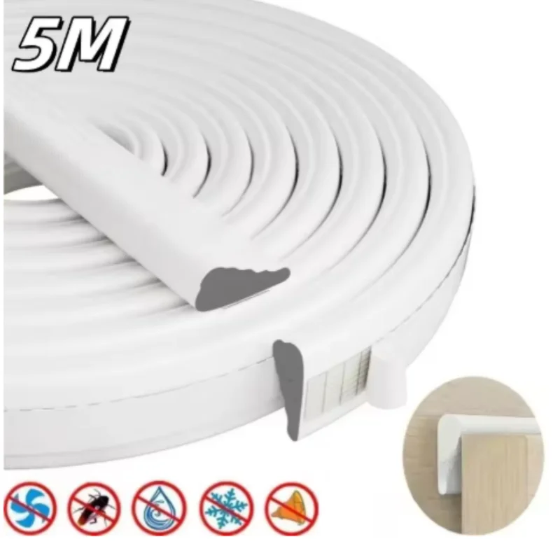 

5M New Door and Window Seals High Density Wedge Weather Stripping Seal Strip Doors Gap Filler Noise Blocker Foam Tape Sealing