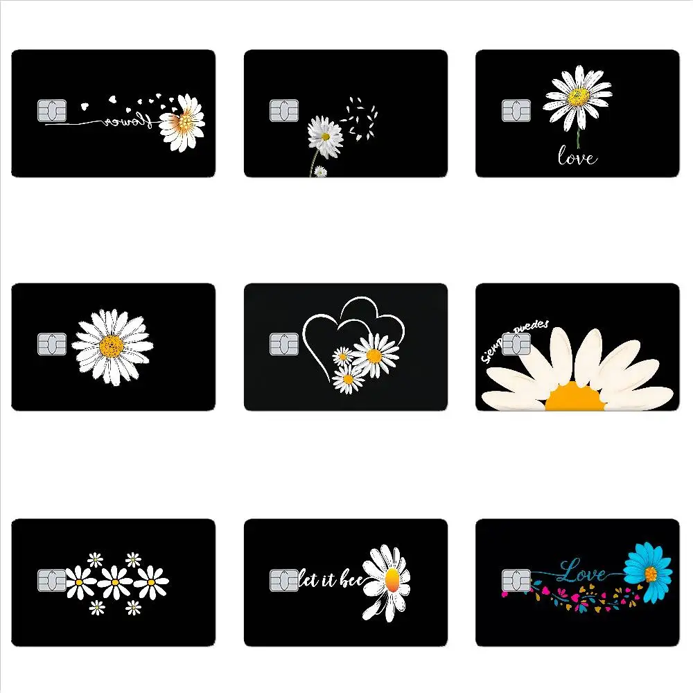 Single Love Heart Daisy Flower Card Stickers Credit Card Film Debit Card Sticker Skin