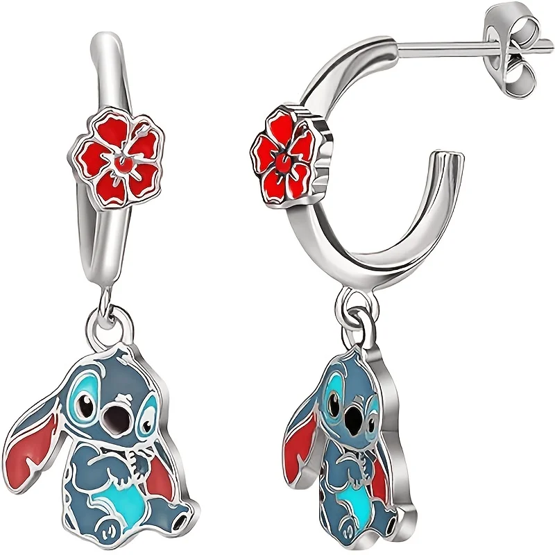Disney Stitch Mini Earrings, Cute Cartoon Fashion Earrings, Women's Exquisite Earrings, Party Gifts，Pendant Earring Jewelry