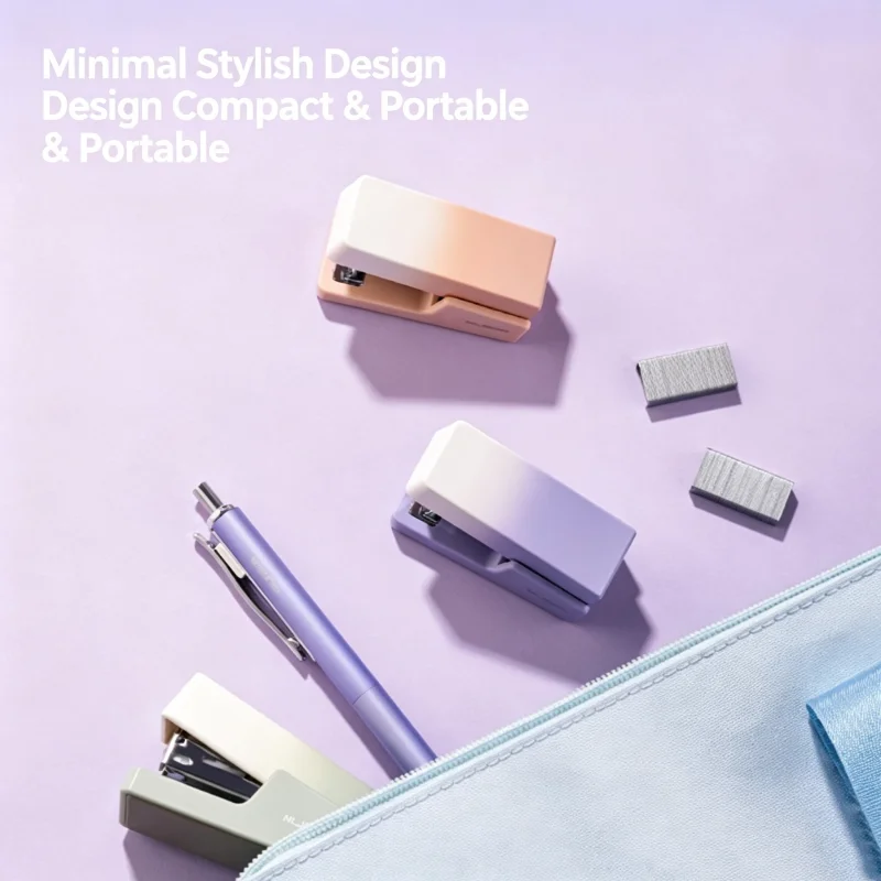Mini Portable Fashion Stapler Set, Compact Paper Binding Machine Compatible with Universal 24/6 & 26/6 Staples, Stylish Pocket S