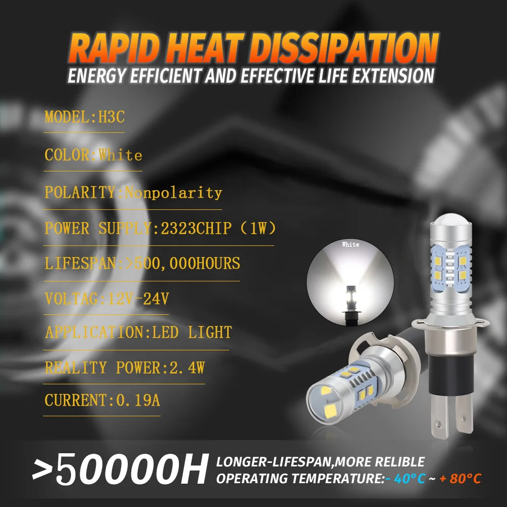 العالمي للسيارة H3C 2323 الضباب لمبة 6000 كيلو الأبيض LED 10SMD النهار تشغيل أضواء أضواء الضباب الأمامي والخلفي 12/24 فولت #4